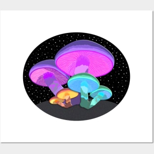 Glowing Mushrooms Posters and Art